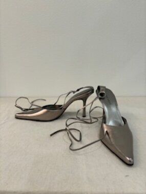 Nine West Pewter Ankle Tie Pumps - Size 8